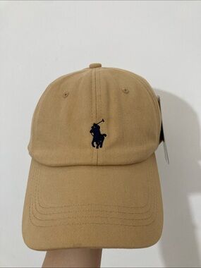 Polo by Ralph Lauren Tan Baseball Cap with Navy Logo